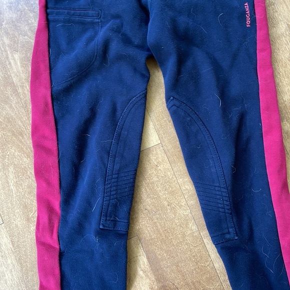 Fouganza Navy Kids Riding Breeches with Pink Detail - Picture 5 of 6